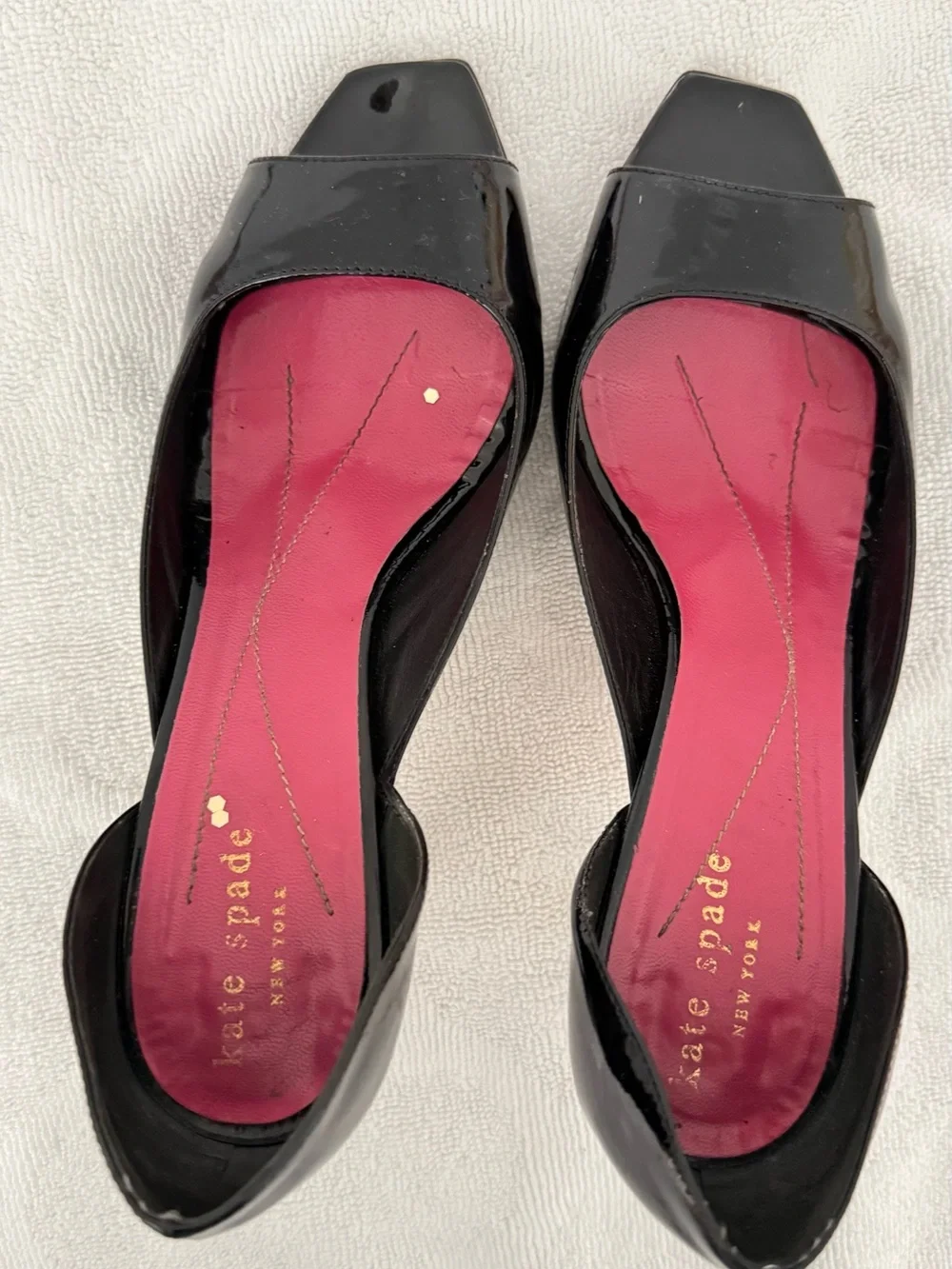 kate spade Black Patent Sandals with Pink Insole (square toe)